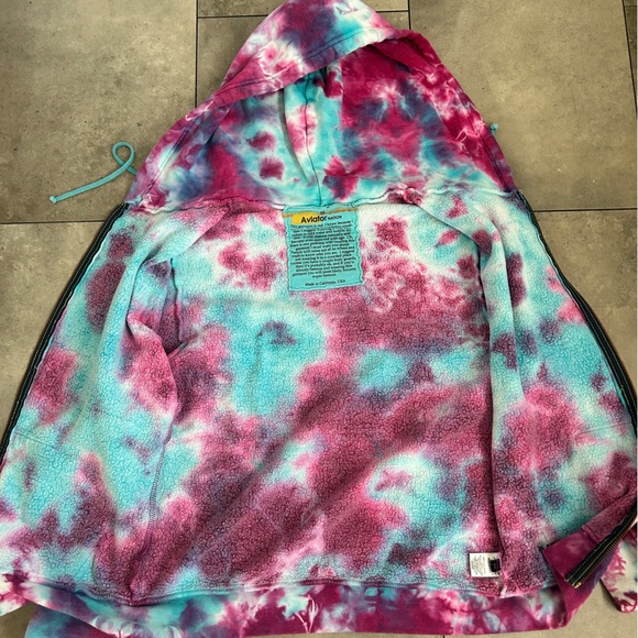 Aviator Nation Multi pink blue hand tie dye zip hoodie M - Picture 9 of 9